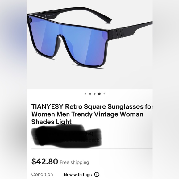 NWT/Tianyesy black/blue Y2K Sunglasses - Picture 3 of 4